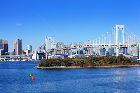 东京城市首都建筑学建筑交通景观彩虹港口电缆场景图片