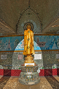 缅甸仰光周围的佛像文化建筑学神社宝塔宗教国王金子旅行寺庙考古图片