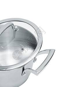 钢制酱锅反射宏观金属白色厨房商业午餐用具工具玻璃图片