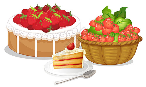 甜甜草莓食物汤匙篮子园艺飞碟营养种植园农民树叶花园图片