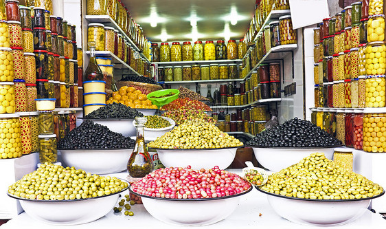 摩洛哥 非洲市场上的橄榄图片