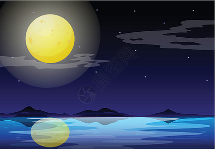 月光风景山坡月亮爬坡陨石小行星满月球形反射圆圈场景图片