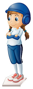 一名身穿蓝制服的女性棒球运动员图片
