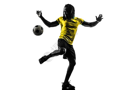 一个黑色的布拉西利亚足球运动员 男子双影男人戏法竞赛男性成年人阴影球衣竞争运动背景图片