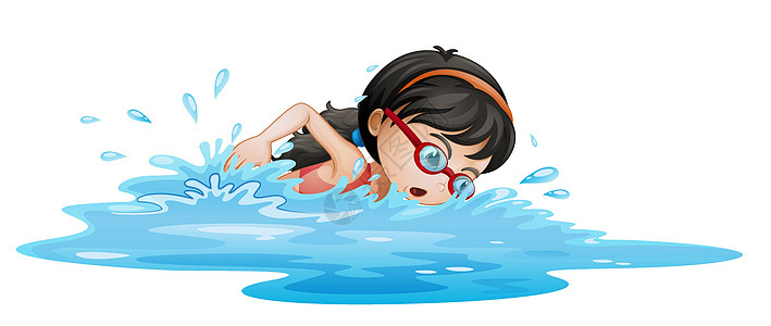 一个带着护目镜的女孩游泳图片