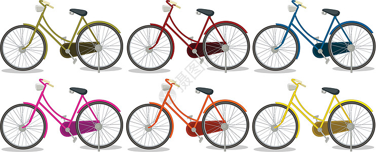 六色多彩自行车图片