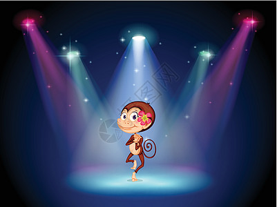 在舞台中心跳舞的猴子 在舞台中央技巧舞台剧射线展示火花艺术舞蹈艺术家马戏团艺术品图片