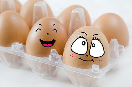 快乐鸡蛋绘画白色营养漫画乐趣椭圆形食物蛋壳情感棕色图片