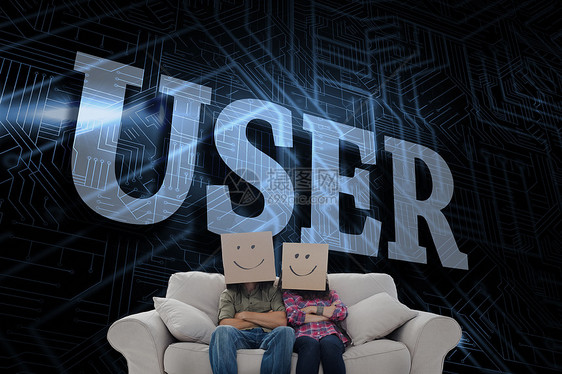 面对未来黑色和蓝色背景的用户Name绘画男性电路板符号团队沙发计算机女性互联网笑脸图片