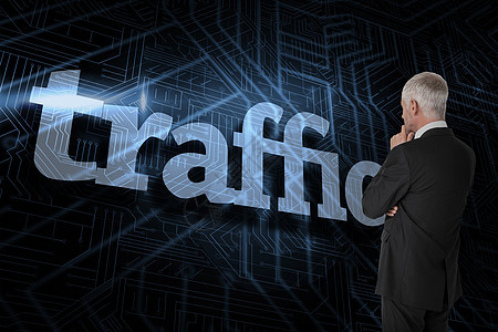 面对未来黑色和蓝色背景的交通威胁商务人士下巴职业技术流行语计算商业夹克网站图片