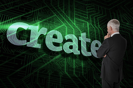 对照绿色和黑色电路板创建辉光男性职业电脑套装计算夹克技术创造力人士图片