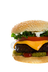 芝士汉堡小吃蔬菜种子午餐面包芝麻包子食物高清图片