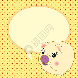 有言语泡沫矢量的可爱猪动物群插图卡通片跳跃婴儿孩子绘画动物艺术农业图片