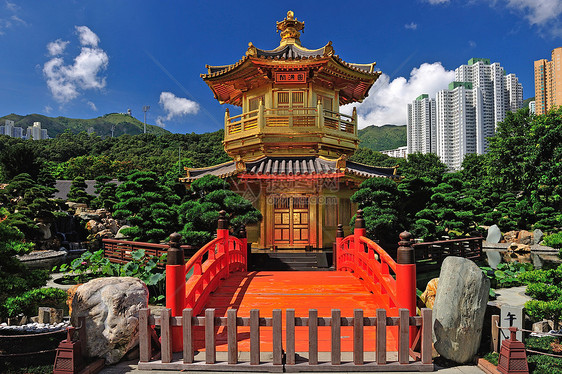 南里安花园的绝对完美之馆 洪洞建筑学城市假期蓝色佛教徒花园宝塔植物旅游宗教图片