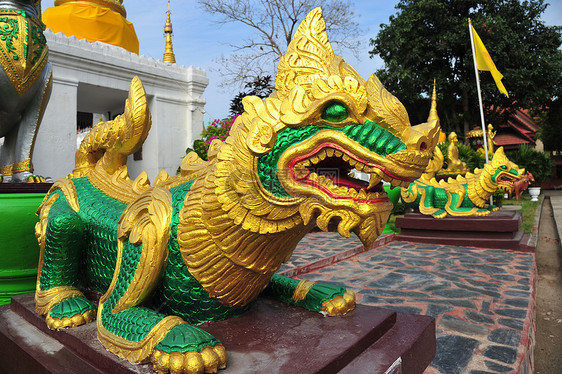 泰国寺庙的Singha雕像石头狮子雕塑宗教上帝国家传统场景角色艺术图片