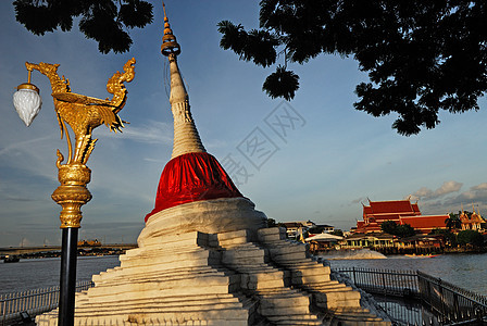 Koh Kred在Kok Kred的佛教寺庙内 白切达迪和粉红布白色佛塔宗教粉色图片