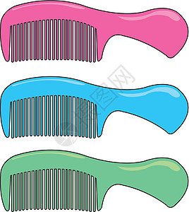 3 个颜色组合矢量发型宏观工具厨房塑料发刷理发师温泉剪发头发图片