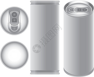 饮料罐矢量灰色空白回收插图白色标签饮料啤酒果汁剪贴图片
