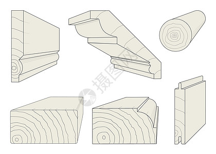 木材概况插图分段正方形艺术品拱形串珠踢脚线材料地板绘画图片