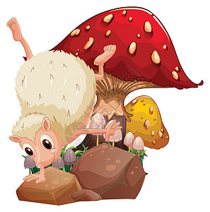 在巨型红蘑菇附近玩的摩洛猪图片