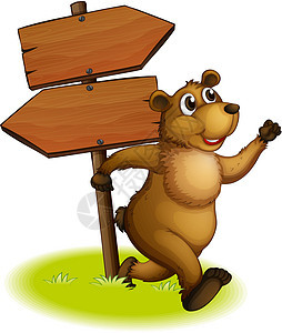 一只熊背着木箭板跑来跑去图片