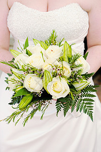 新娘花花奢华花朵白色传统妻子花束裙子玫瑰婚礼庆典图片