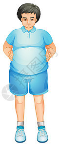 一个胖子站立着短裤生长袜子男生马球白色男性肥胖头发男人图片