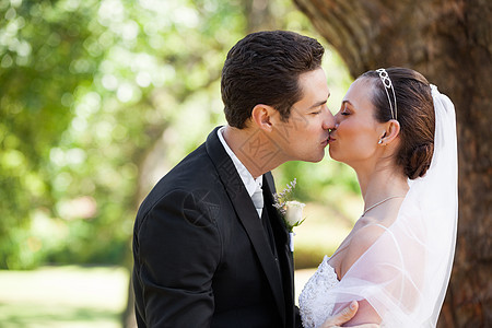 罗马新婚夫妇在公园接吻新娘裙子丈夫庆典婚纱团结男性夫妻女性联盟图片