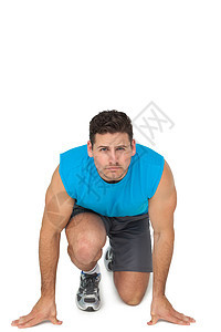 年轻运动男子跑步姿势的肖像比赛训练运动员身体能力竞技练习男性运动服活动图片