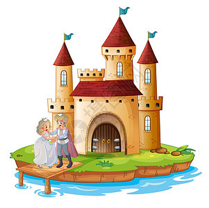 王子和公主 在城堡前的城堡面前图片
