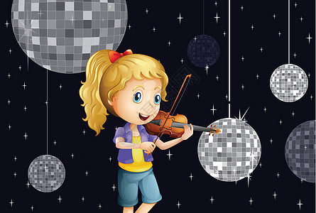 一个在迪斯科舞厅的女孩 玩小提琴图片