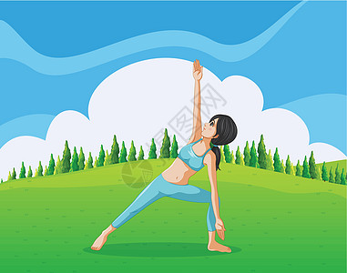 一个在山顶做瑜伽的瘦瘦女孩图片