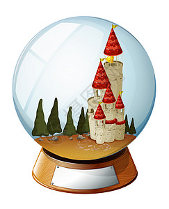 水晶球内有松树的城堡图片