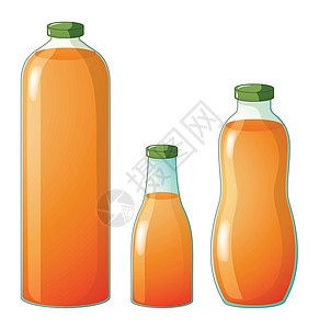 三个不同大小的瓶子加橙汁图片