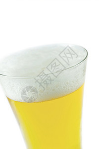 白色背景上的啤酒气泡液体饮料黄色玻璃酒吧泡沫酒精图片