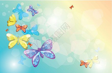 带蝴蝶的空文具背景图片