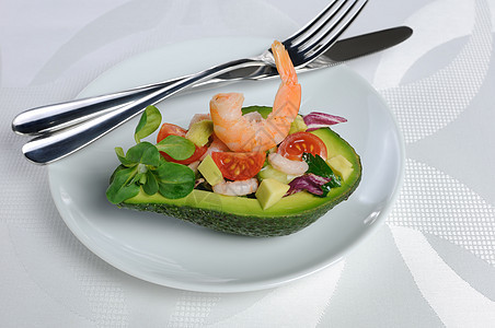 开胃菜 有虾的鳄梨黄瓜陶器午餐自助餐早餐西红柿烹饪小吃美食盘子图片