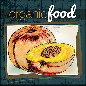 有机食品制作图案油桃食物蔬菜厨房标签草图生长水果沙拉营养图片