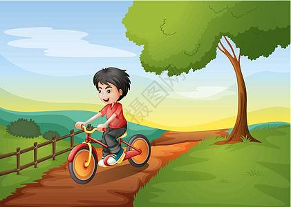 一个快乐的男孩骑自行车图片