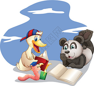 动物阅读书籍图书馆鸭子小说阴影头发头饰学校页数绘画帽子图片