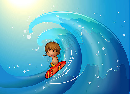 一个小男人冲浪冲浪板坡度孩子冲浪者平衡男生热情绅士蓝色海洋图片