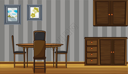 餐桌和衣柜家具绘画木头抽屉风格桌子椅子庇护所房子地面图片