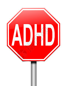 ADHD 概念神经插图诊断发育缩写白色红色症状精神科注意力图片