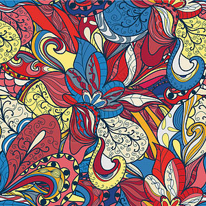 无缝的抽象手画纹理装饰品插画分析背景纺织品涂鸦流动漩涡风格织物图片