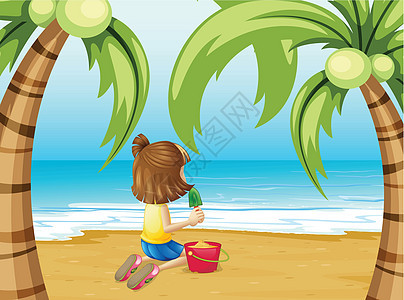 海滩 一个年轻女孩玩耍的海滩图片