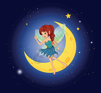 月亮附近的仙女星星力量精灵信仰魔术师微光天空月球文化女性图片