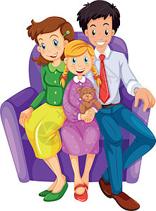 一个幸福的家庭坐在沙发上图片