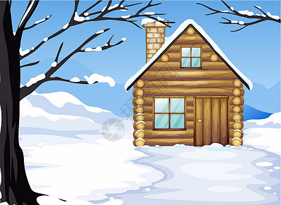 下雪季节的木屋图片