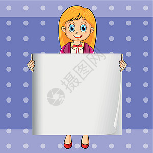 一位微笑的年轻女士拿着空长方形模板图片