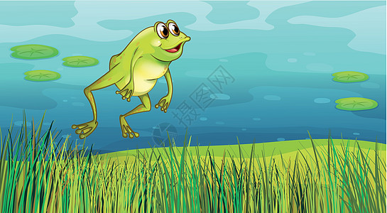 青蛙在草地上跳图片